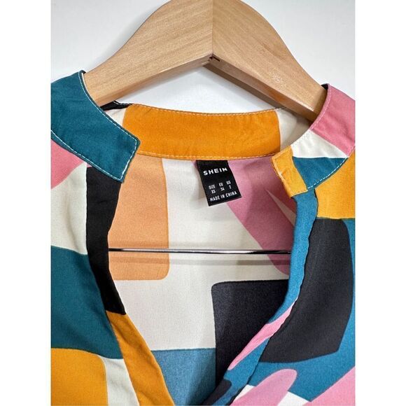 SHEIN Shirt Womens Modern Long Sleeve Multicolor Blouse Size XS - Picture 3 of 7